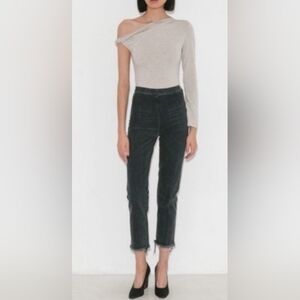 Rachel Comey Fletcher Jeans Gray Black 0 NEW RAW HEM Side Zip